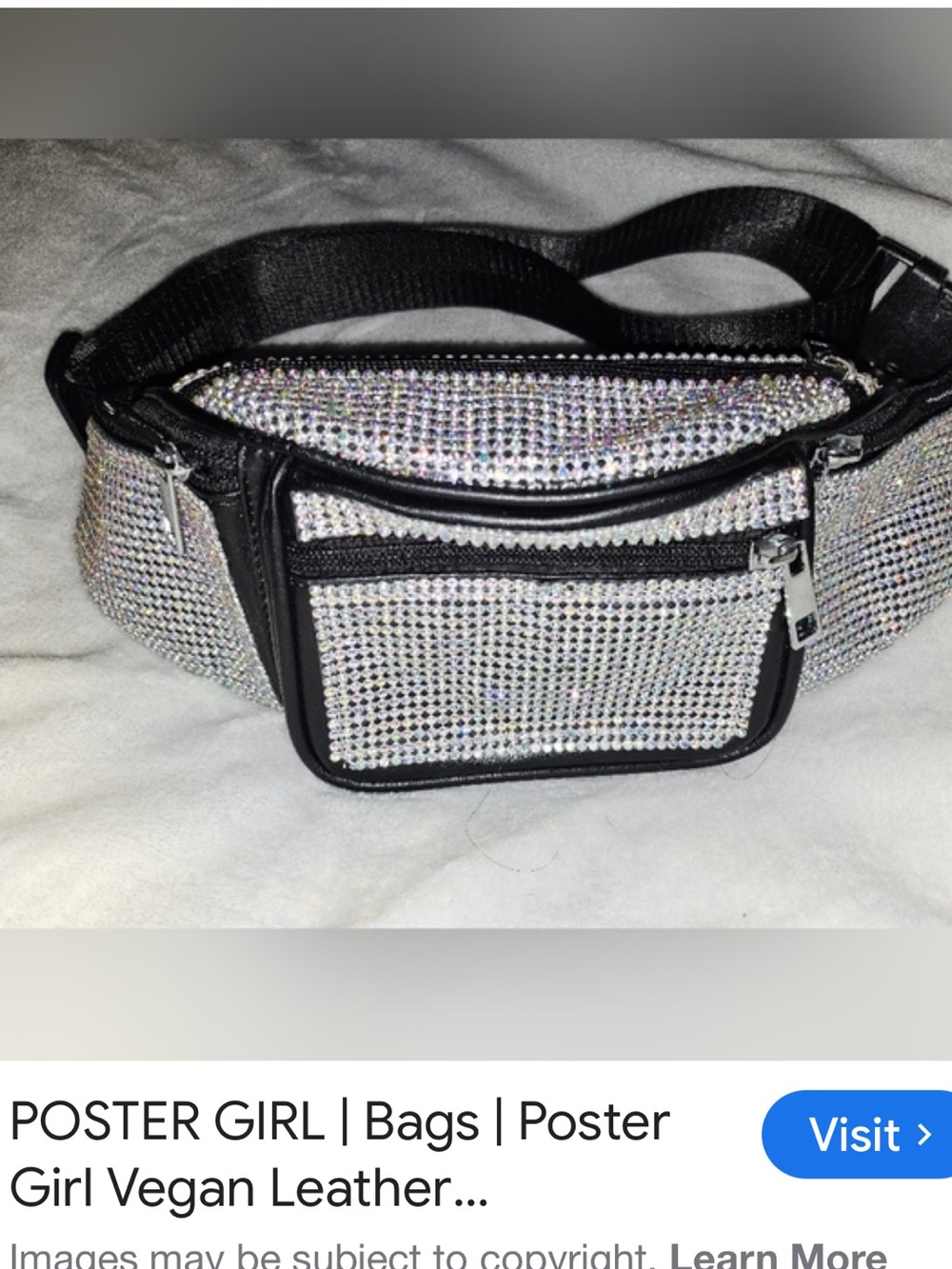 #2357*”5x12” the 80’s style Adjustable Leather Poster Girl- Black Waist Bag - Picture 3 of 17